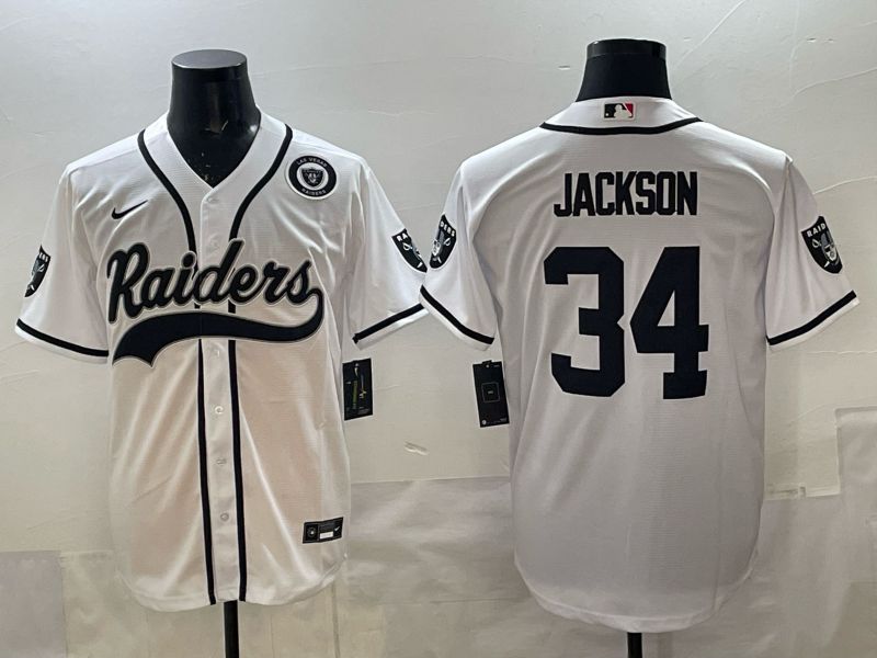 Men 2025 Oakland Raiders #34 Jackson white 3th generation Joint Name Nike Limited NFL Jersey style 07